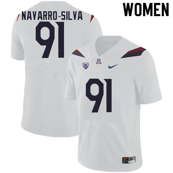 Women #91 Alex Navarro-Silva Arizona Wildcats College Football Jerseys Sale-White